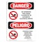 Signmission Safety Sign, OSHA Danger, 5" Height, No Swimming Cleaned By Automatic Bilingual Spanish OS-DS-D-35-VS-1630 - alternate 1